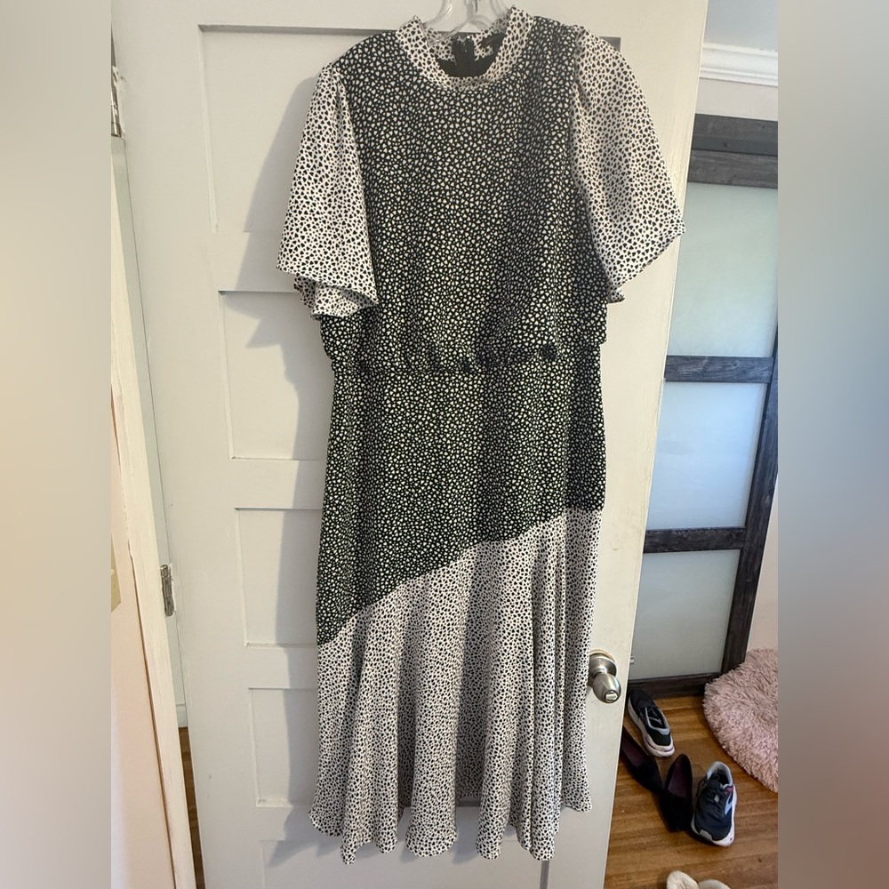 Ann Taylor, midi dress, black and white hearts, Valentine’s Day size 14.